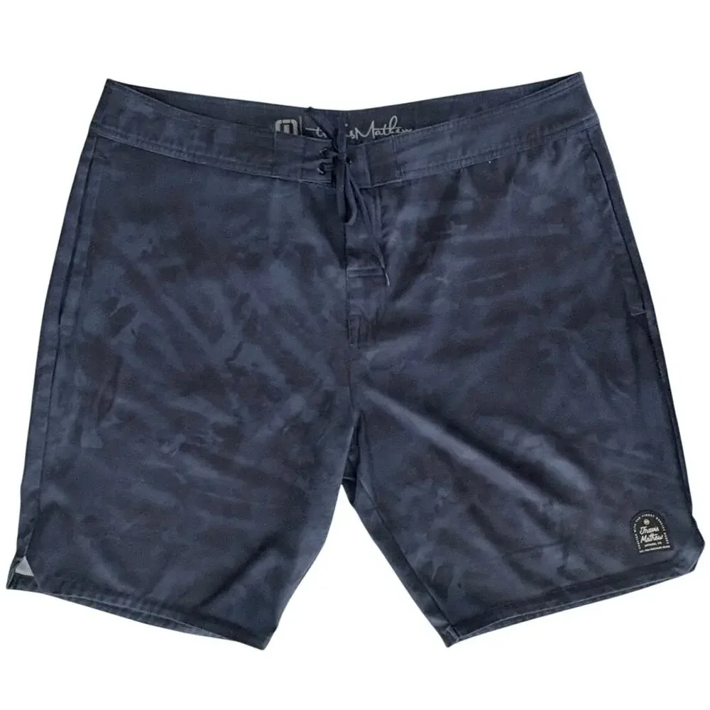 Travis Mathew water Print Swim Trunks Blue & Navy Swimwear Mens size 40
